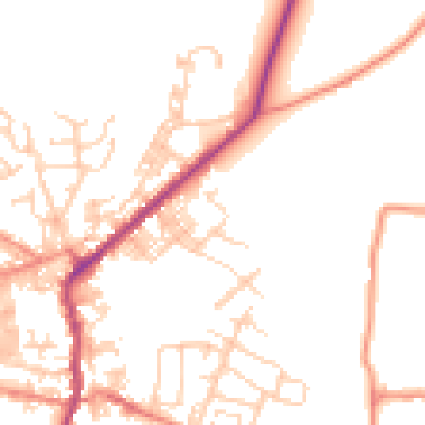 Daytime road noise heatmap for BD20 0JL