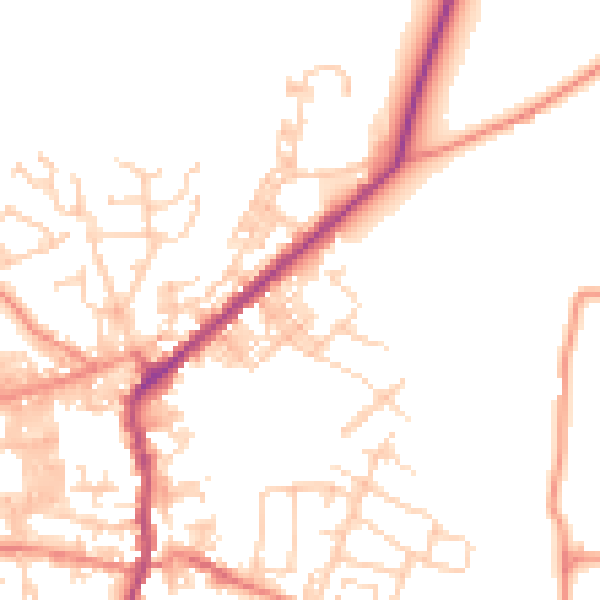 Daytime road noise heatmap for BD20 0JS