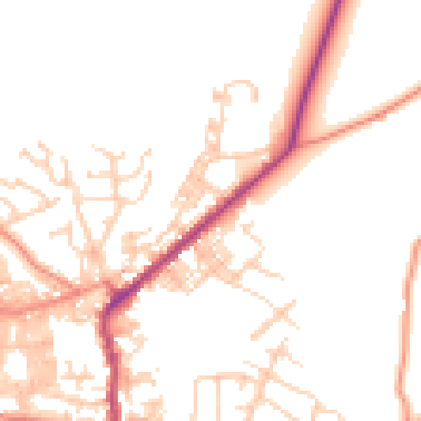 Daytime road noise heatmap for BD20 0JT