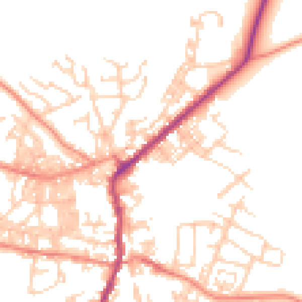 Daytime road noise heatmap for BD20 0JY
