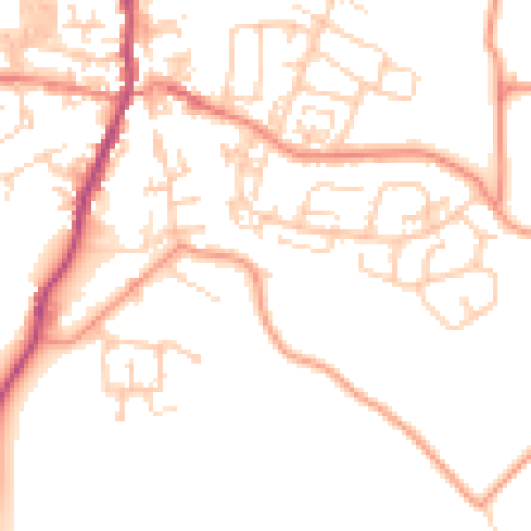 Daytime road noise heatmap for BD20 0LJ