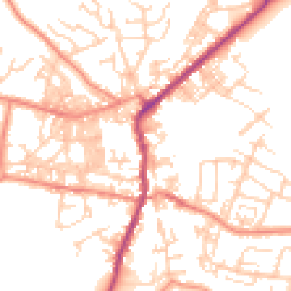 Daytime road noise heatmap for BD20 0PA