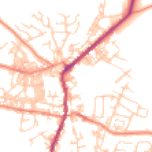 Daytime road noise heatmap for BD20 0PG