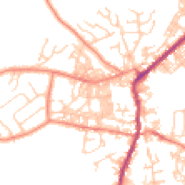Daytime road noise heatmap for BD20 0PR