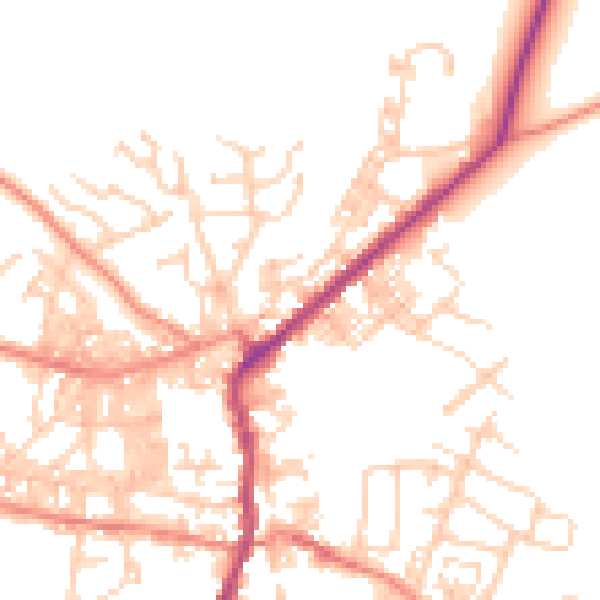 Daytime road noise heatmap for BD20 0QH