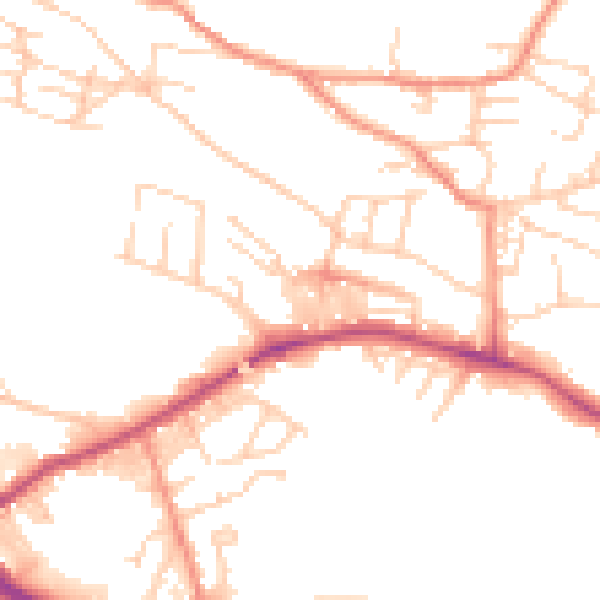 Daytime road noise heatmap for BD20 5AS