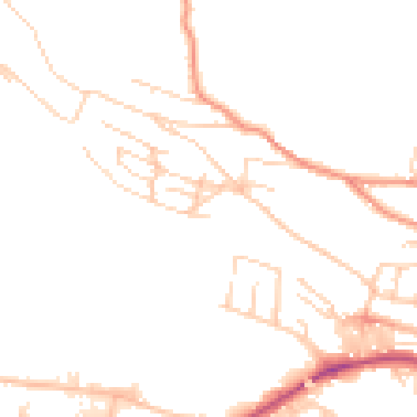 Daytime road noise heatmap for BD20 5DB