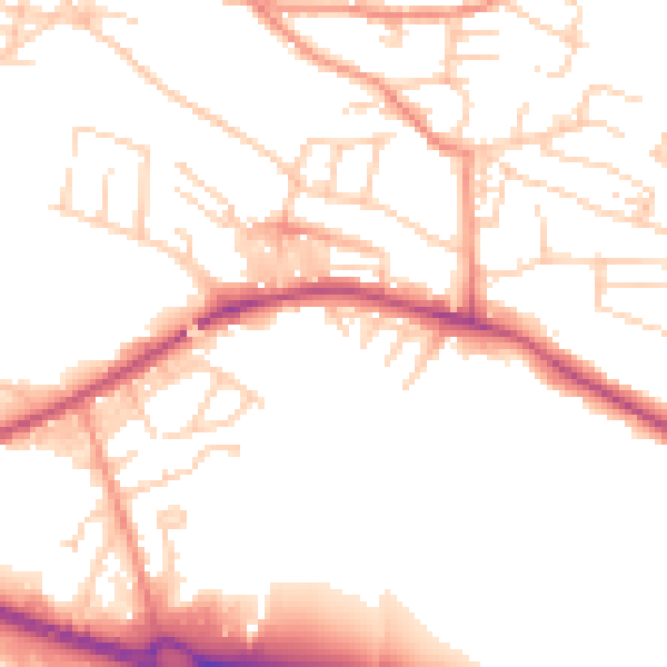 Daytime road noise heatmap for BD20 5EE