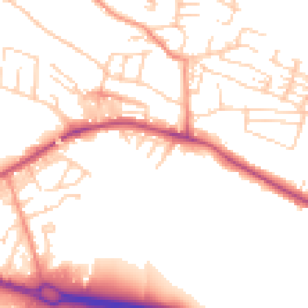 Daytime road noise heatmap for BD20 5EH