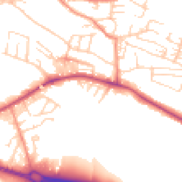 Daytime road noise heatmap for BD20 5EQ