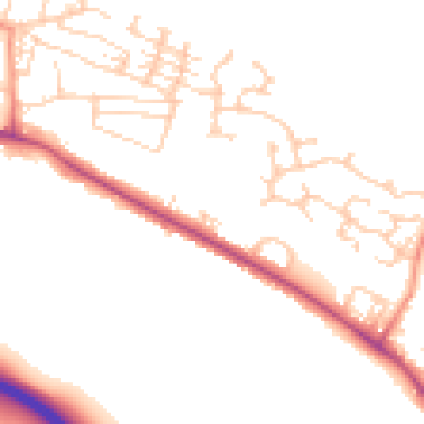 Daytime road noise heatmap for BD20 5JS