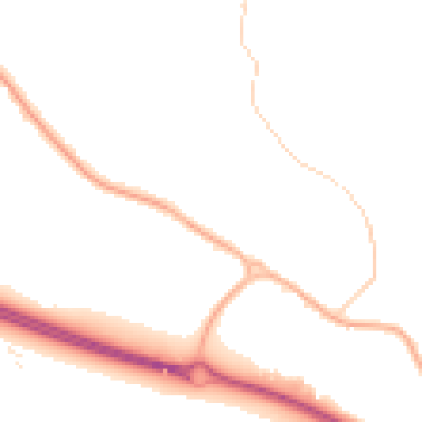 Night-time road noise heatmap for BD20 5NW