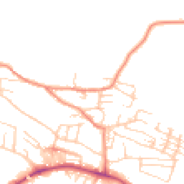 Daytime road noise heatmap for BD20 5PW