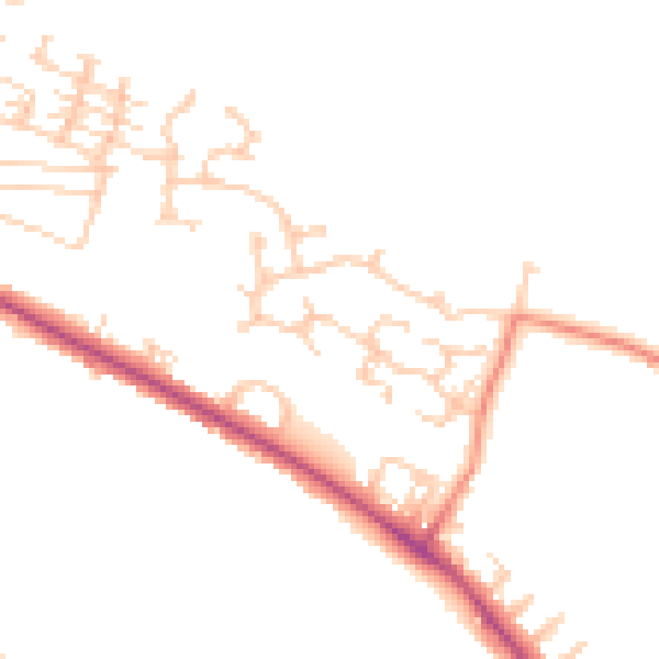Daytime road noise heatmap for BD20 5RF