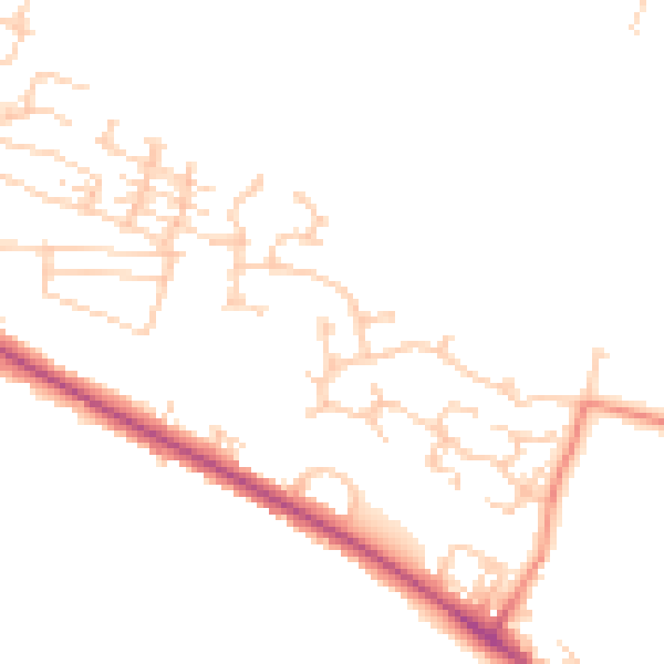 Daytime road noise heatmap for BD20 5SW