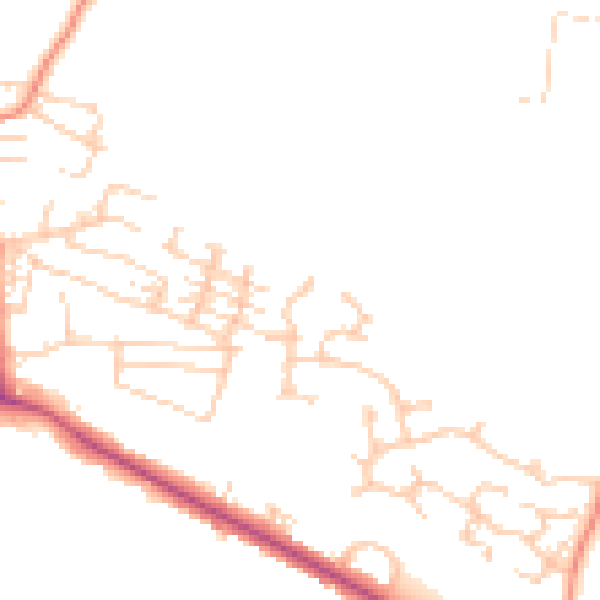 Daytime road noise heatmap for BD20 5WF