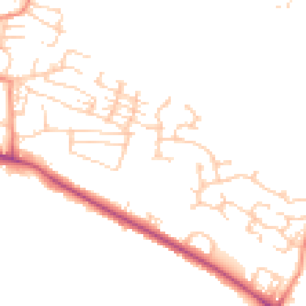 Daytime road noise heatmap for BD20 5WG