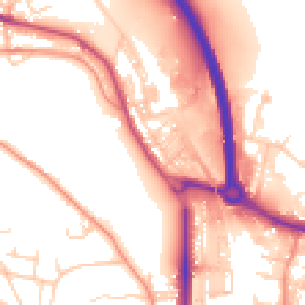 Daytime road noise heatmap for BD20 6AA