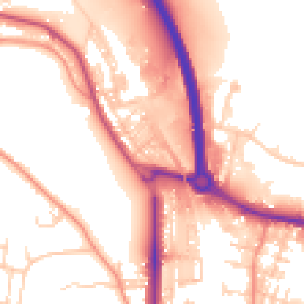 Daytime road noise heatmap for BD20 6AE