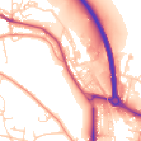 Daytime road noise heatmap for BD20 6AS