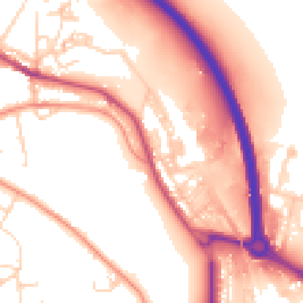 Daytime road noise heatmap for BD20 6AT