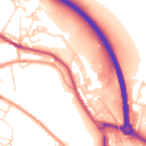 Daytime road noise heatmap for BD20 6AW