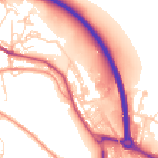 Daytime road noise heatmap for BD20 6AY