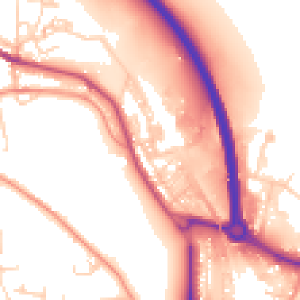 Daytime road noise heatmap for BD20 6BE