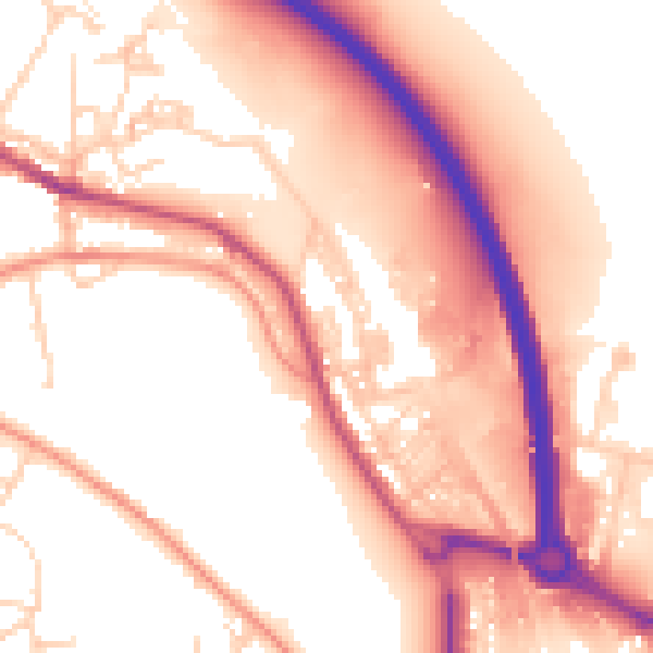 Daytime road noise heatmap for BD20 6BT