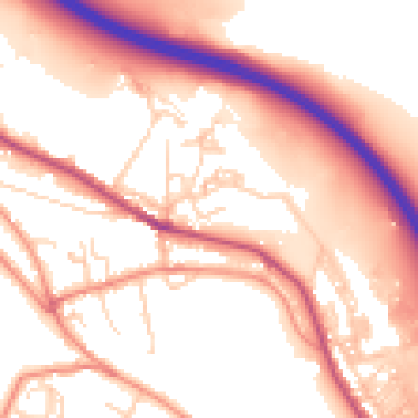 Daytime road noise heatmap for BD20 6DA
