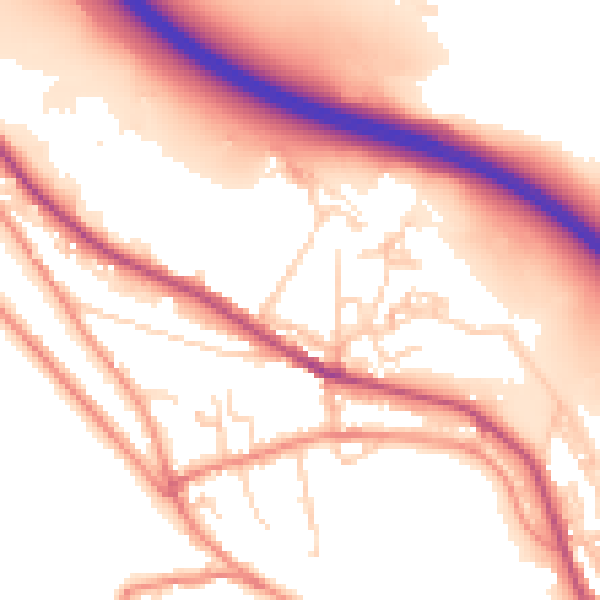 Daytime road noise heatmap for BD20 6DN