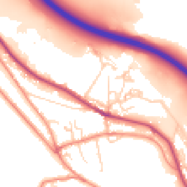 Daytime road noise heatmap for BD20 6DR