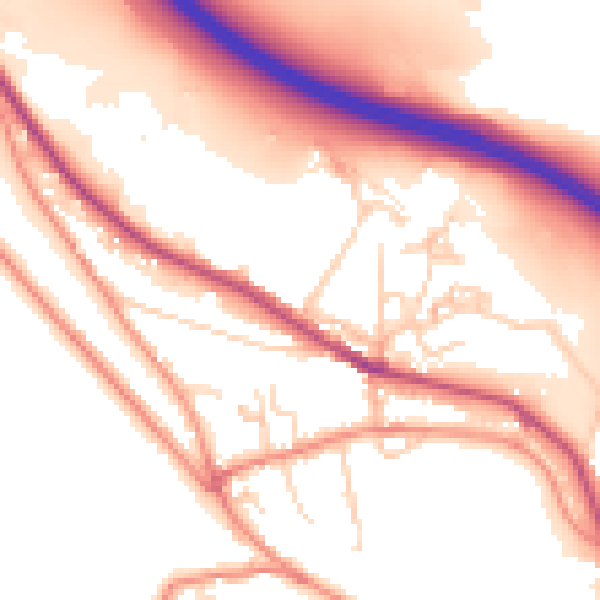 Daytime road noise heatmap for BD20 6DS