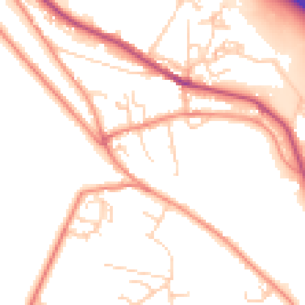 Daytime road noise heatmap for BD20 6EG