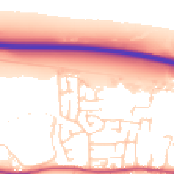 Daytime road noise heatmap for BD20 6FF