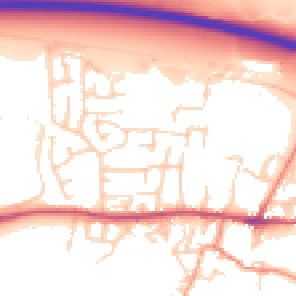 Daytime road noise heatmap for BD20 6FL