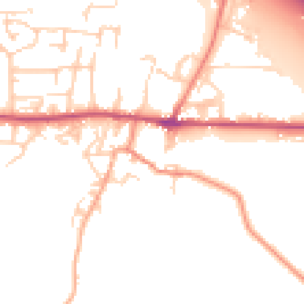Daytime road noise heatmap for BD20 6FR