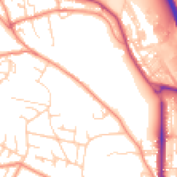 Daytime road noise heatmap for BD20 6LH