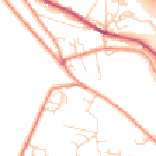 Daytime road noise heatmap for BD20 6LS