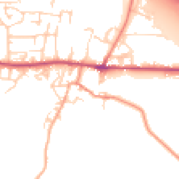 Daytime road noise heatmap for BD20 6NT