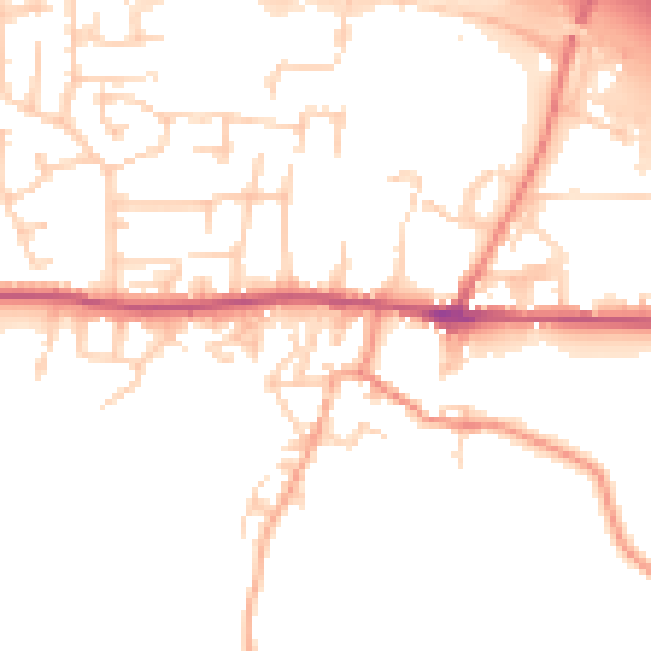 Daytime road noise heatmap for BD20 6PA