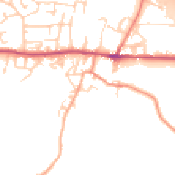 Daytime road noise heatmap for BD20 6PU