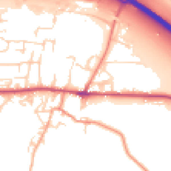 Daytime road noise heatmap for BD20 6RL