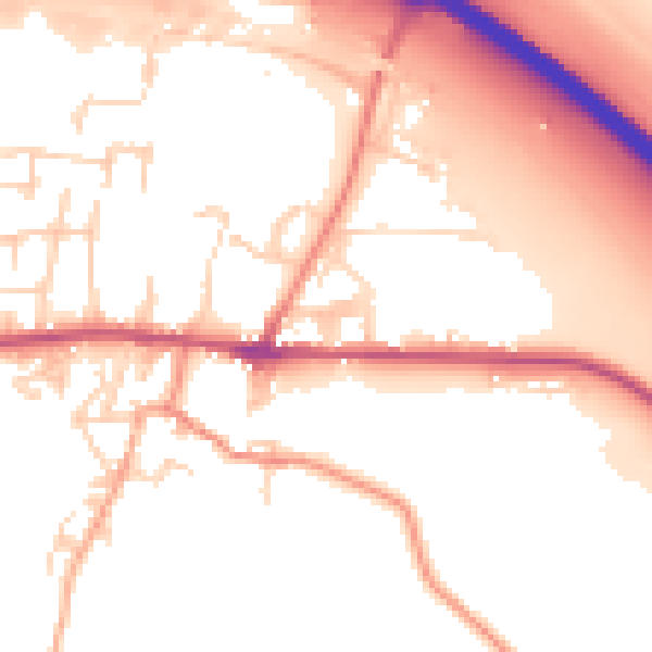 Daytime road noise heatmap for BD20 6RR
