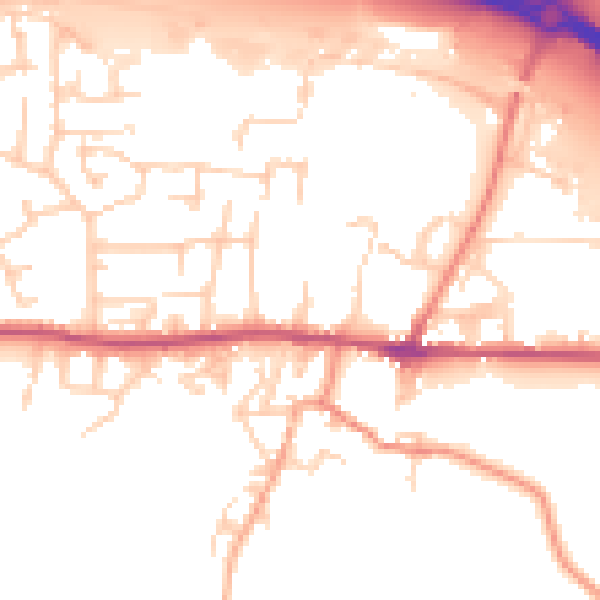 Daytime road noise heatmap for BD20 6SE