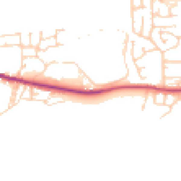 Daytime road noise heatmap for BD20 6TR