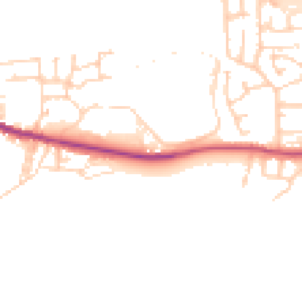 Daytime road noise heatmap for BD20 6TS