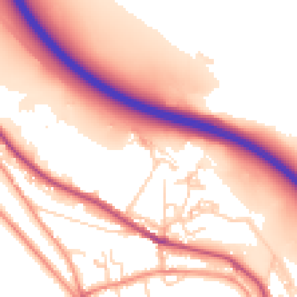 Daytime road noise heatmap for BD20 6UG