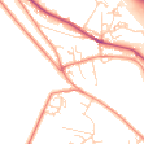 Daytime road noise heatmap for BD20 6UR