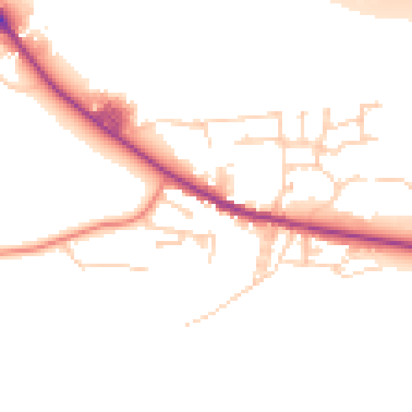 Daytime road noise heatmap for BD20 7AG